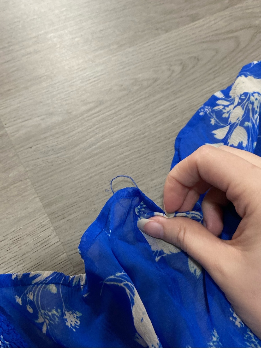 Anthropologie The Marais Printed Floral Sheer Chiffon Maxi Dress in Blue - L - Picture 9 of 13